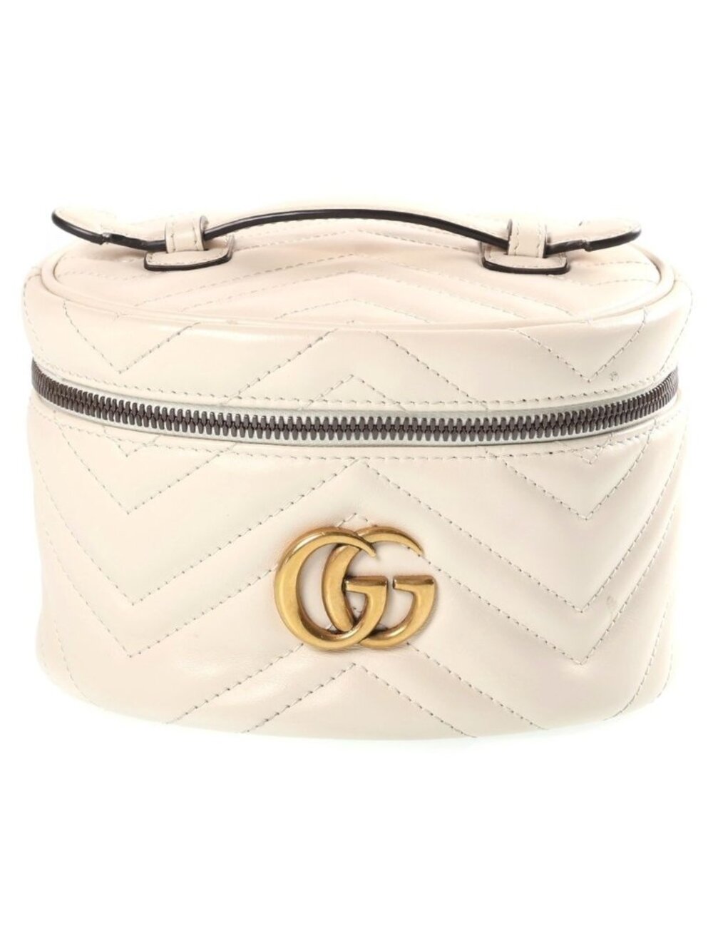 Gucci GG Marmont Vanity Pouch Case White Leather Gold
